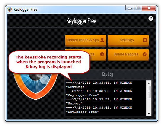 Launch Keylogger Free and Start Monitoring