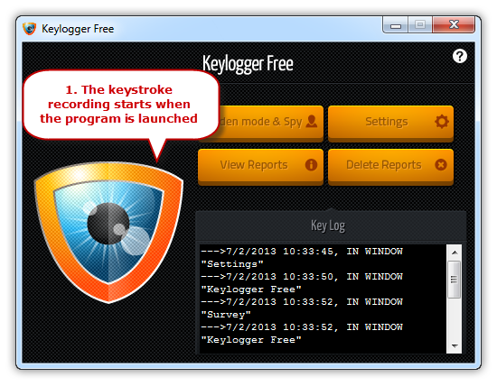 Launch Keylogger Free and Start Monitoring